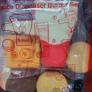 McDonalds Happy Meal Toy  Sauce Dispenser Burger Set, NEW